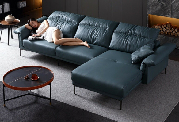Salon L Kształt Nowoczesny Elegancki Żywy krajobraz Design Sofa Kanapa Tapicerka