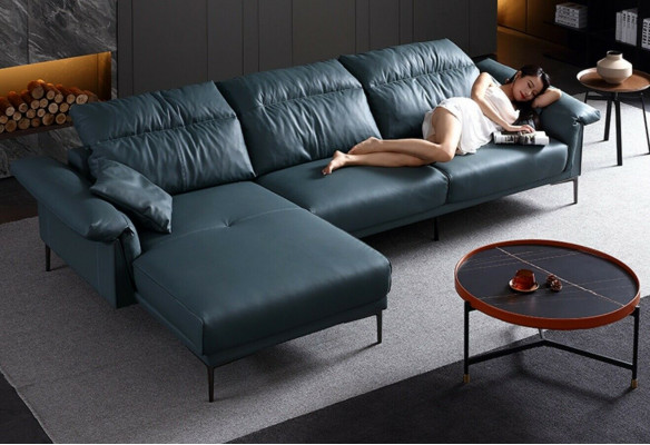 Salon L Kształt Nowoczesny Elegancki Żywy krajobraz Design Sofa Kanapa Tapicerka