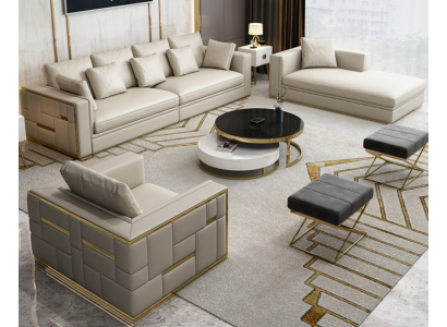 Design Luxury Zestaw sofowy Skóra Sofa Podkładka Couch Design Zestaw mebli