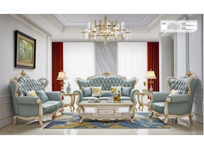Chesterfield Classic Zestaw sofowy 3 2 1 miejsce do siedzenia Sofa Podkładka Skóra Solidne drewno