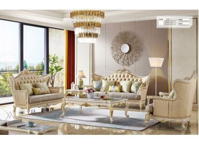 Zestaw sofowy 3+2+1 miejsce do siedzenia Set Design Sofa Podkładka Couchen Couch 3 szt. Solidne drewno