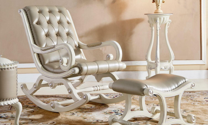 Chesterfield SchwingFotel Stołek Barokowy fotel bujany Schwing Krzesło Relaks Skóra