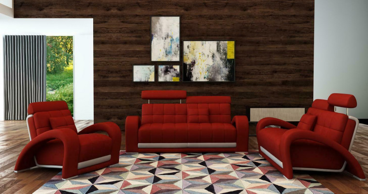 Skóra Sofa Zestaw sofowy Salon Obcios Zestaw kanap Siedziba Sofy