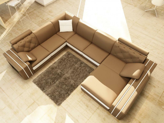 XXL Duża Sofa do Salonu Narożnikowa kanapa Narożnik Kanapa Siedziba Ustawić Skóra Sofy