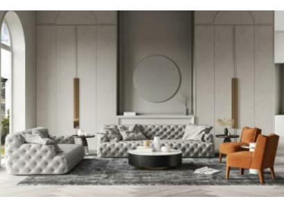 Chesterfield Skóra Sofa Trzyosobowa Relaks Siedziba Design Couch Sofy wypoczynkowe 234 cm