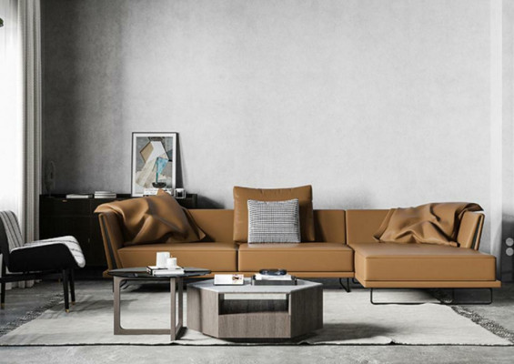 Narożnikowa kanapa L-form Skóra Żywy krajobraz Relaks Sofa Design Couch Sofy wypoczynkowe Narożnik Nowość