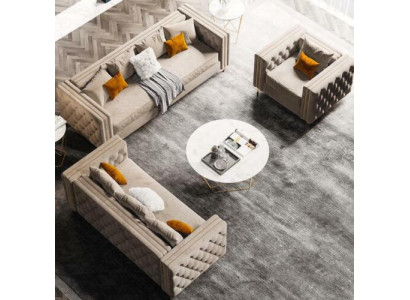 Chesterfield Zestaw sofowy 321 Żywy krajobraz Relaks Siedziba Design Couch Sofy Aksamit