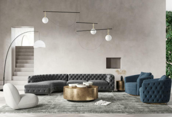 Chesterfield Siedziba Design Couch Lounge Sofy Włókienniczy Narożnikowa kanapa L-form Żywy krajobraz