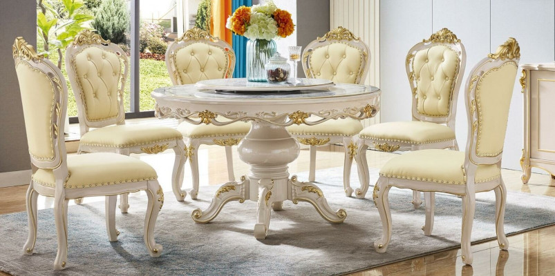 Luksusowy Stół obiadowy Okrągły Stół jadalnia Okrągły Salon Drewno Design stoły 130cm