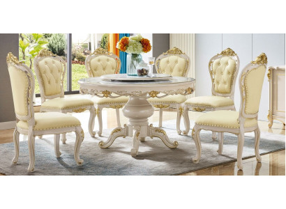 Luksusowy Stół obiadowy Okrągły Stół jadalnia Okrągły Salon Drewno Design stoły 130cm