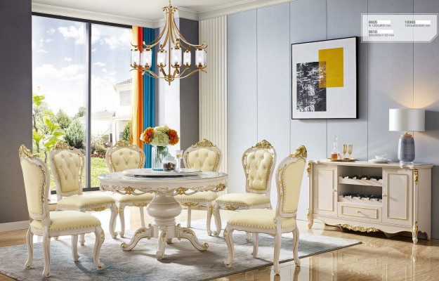 Luksusowy Stół obiadowy Okrągły Stół jadalnia Okrągły Salon Drewno Design stoły 130cm