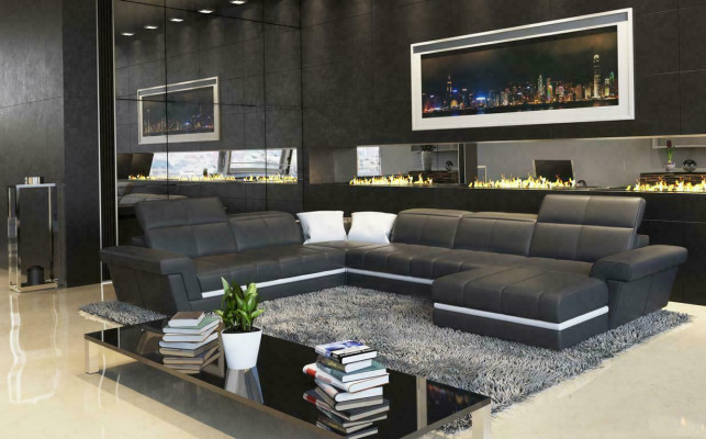 Skórzana Sofa Kanapa Żywy krajobraz Kształt U Design Nowoczesne Sofy Kanapy