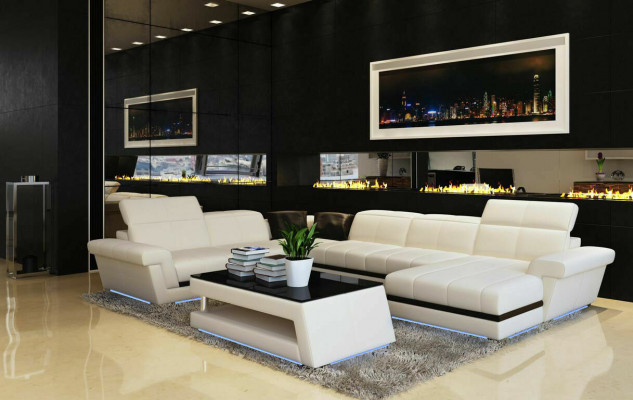 Skórzana Sofa Kanapa Żywy krajobraz Kształt U Design Nowoczesne Sofy Kanapy