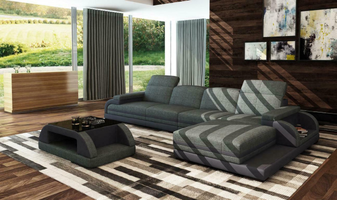 Skórzana Sofa Kanapa Żywy krajobraz L-Shape Design Nowoczesna Sofa Narożnikowa kanapa Sofy