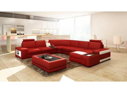 Skórzana Sofa Kanapa Żywy krajobraz Kształt U Design Modern Sofa 5103 Sofy