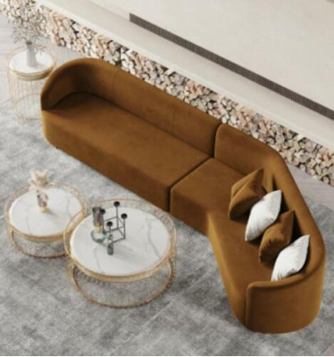 Narożnikowa kanapa L-form Żywy krajobraz Relaks Siedziba Design Couch Sofy wypoczynkowe Aksamit Sofa