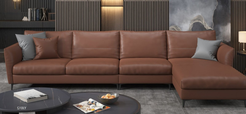 Żywy krajobraz Design Nowoczesne sofy Narożnik Narożnikowa kanapa Skórzana sofa w kształcie litery L