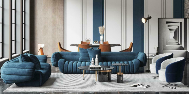 Zestaw sofowy 3+2 Blue Aksamit Luksusowy 2-szt. Zestaw do salonu