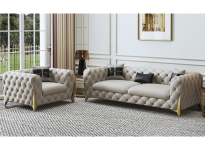 Zestaw sofowy Duży Zestaw 3+1 miejsce do siedzenia Skóra Kanapa Sofa Ustawić Design Kanapy