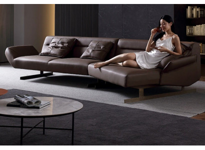 Design Narożnikowa kanapa Żywy krajobraz Sofa Couch L Shape Podkładka Couchen Skóra