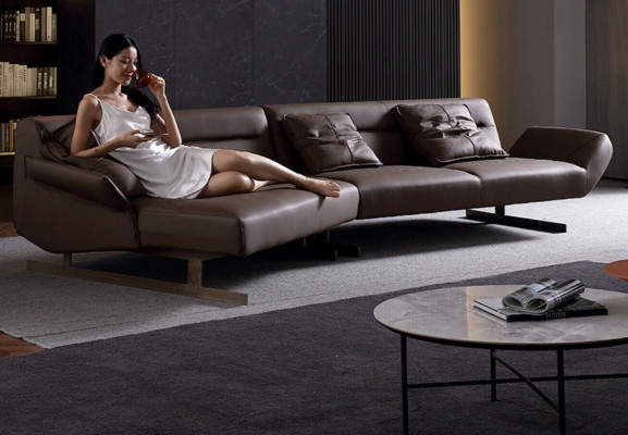 Design Narożnikowa kanapa Żywy krajobraz Sofa Couch L Shape Podkładka Couchen Skóra