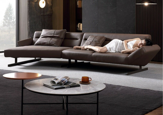 Design Narożnikowa kanapa Żywy krajobraz Sofa Couch L Shape Podkładka Couchen Skóra