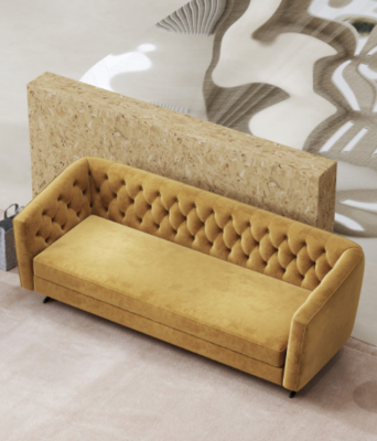 Żółty Zestaw Sofowy do Salonu Ekskluzywne Sofy Tapicerowane 3+2 Chesterfield Meble Wypoczynkowe