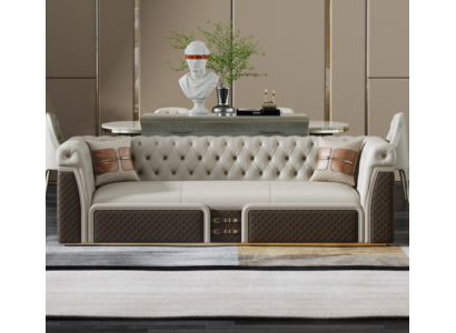 Sofa Trzyosobowa Sofa Stylowa Nowoczesna Podkładka Chesterfield Skóra Kanapy