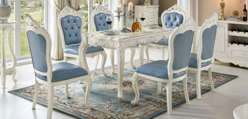 Klasyczne Zestawy Barokowe 4x Ustawić Chesterfield Krzesła Grupa Solidne drewno