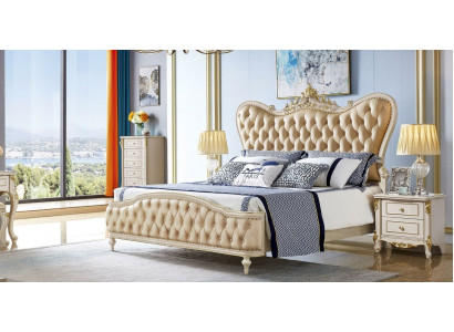 Chesterfield Łóżko Podkładka Hotel Sypialnia Double 180x200 Solidne drewno