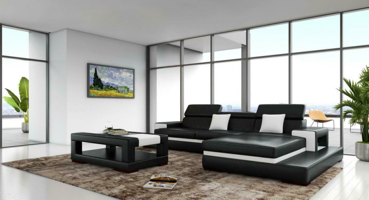 Sofa skórzana XXL Narożnikowa kanapa Design Duża Sofa Kanapa Podkładka Narożnik Siedziba Ustawić
