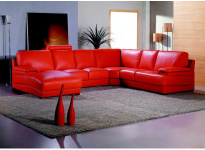 Skórzana sofa Żywy krajobraz Narożnikowa kanapa Podkładka Narożnik Siedziba Couch Ustawić U Form XXL Big