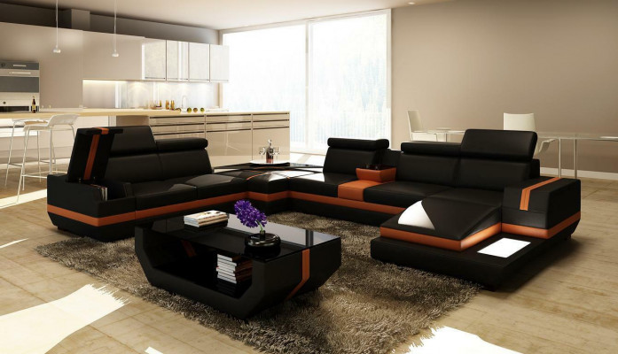 Skórzana Sofa Kanapa Żywy krajobraz Kształt U Design Nowoczesna Sofa Narożnik Sofas Design 5099
