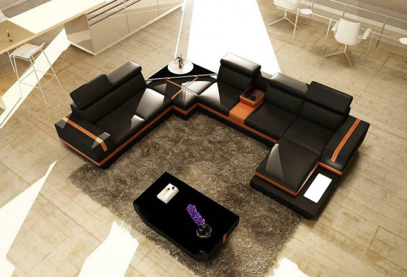 Skórzana Sofa Kanapa Żywy krajobraz Kształt U Design Nowoczesna Sofa Narożnik Sofas Design 5099