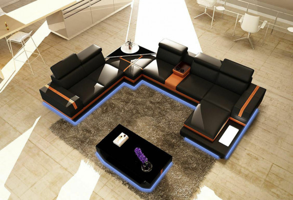 Skórzana Sofa Kanapa Żywy krajobraz Kształt U Design Nowoczesna Sofa Narożnik Sofas Design 5099