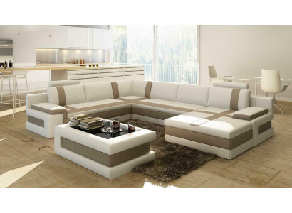 Skórzana Sofa Kanapa Żywy krajobraz Kształt U Design Nowoczesna Sofa Narożnik Sofy