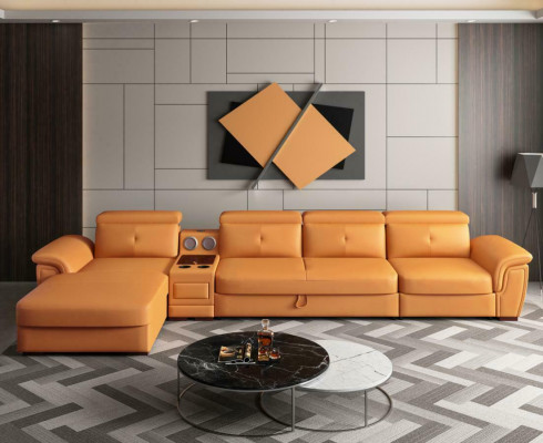 Sofa Kanapa Narożnikowa kanapa L-form Podkładka Modern Siedziba Relaks Luxus Meble Żywy krajobraz