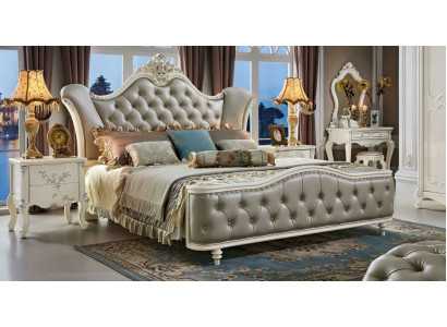 Łóżko łóżko tapicerowane Drewno Luxury Chesterfield Skóra łóżko Sypialnia Solidne drewno