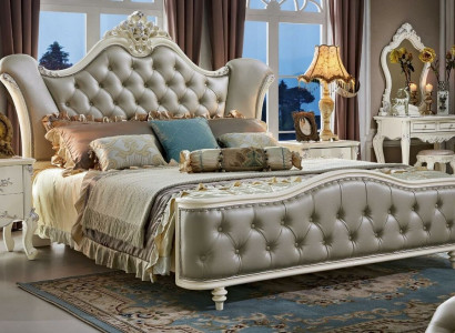 Łóżko łóżko tapicerowane Drewno Luxury Chesterfield Skóra łóżko Sypialnia Solidne drewno