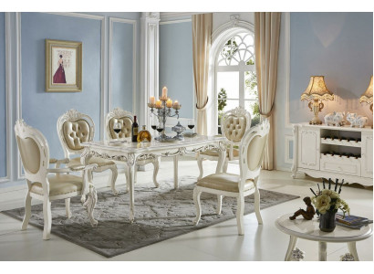 Zestaw 4 designerskich skórzanych krzeseł Krzesło w stylu barokowym Chesterfield