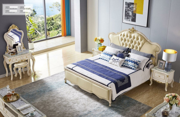 Chesterfield Big Luxury Podwójne łóżko Łóżko tapicerowane Design 180x200 Solidne drewno