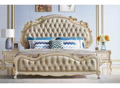 Chesterfield Łóżko Classic Bed Design Podwójna Podkładka Sypialnia Solidne drewno