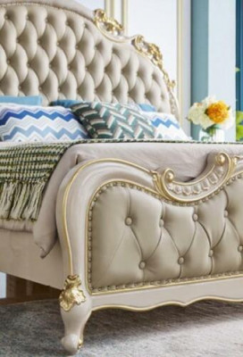 Chesterfield Łóżko Classic Bed Design Podwójna Podkładka Sypialnia Solidne drewno