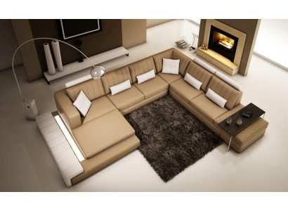 XXL Żywy krajobraz Design Narożniki Podkładka Sofa Kanapa Skóra Sofy Ustawić