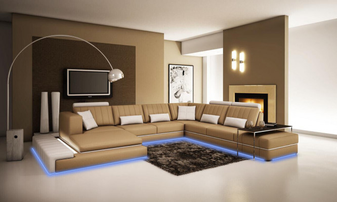 XXL Żywy krajobraz Design Narożniki Podkładka Sofa Kanapa Skóra Sofy Ustawić