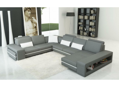 Skórzana Sofa Kanapa Żywy krajobraz Kształt U Design Nowoczesna Sofa Narożnik Decor Sofy