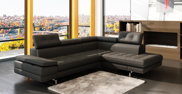 Skórzana sofa kanapa Żywy krajobraz w kształcie litery L nowoczesna sofa 5057