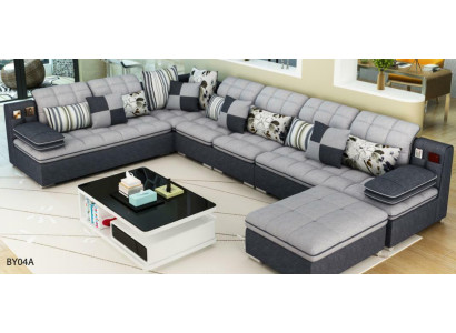 Meble Żywy krajobraz Luxury Narożnikowa kanapa Kształt U Podkładka Sofy Relaks Couch Włókienniczy Siedziba