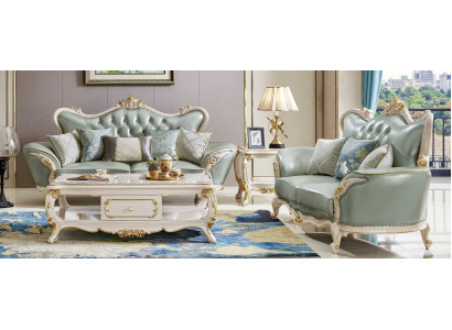 Zestaw sofowy skórzana sofa klasyczna 2-częściowy zestaw 3+2 miejsce do siedzenia Sofa Solidne drewno