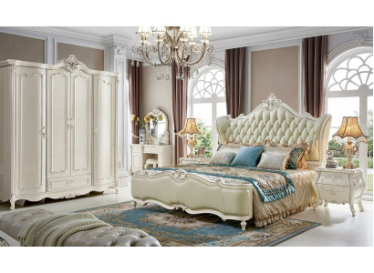 Klasyczny zestaw Sypialni 6 sztuk. Łóżko z 2 stoliki nocne Luxury Complete Solidne drewno
